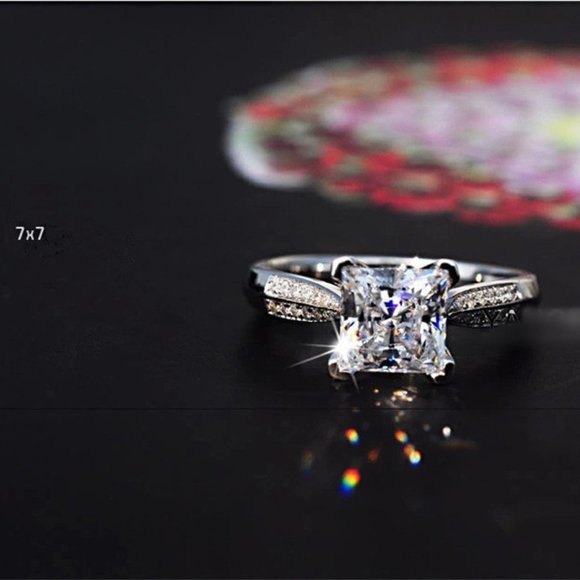 2Ct Princess Cut Half Sizes VVS 925 Silver Engagement Ring - Picture 3 of 15